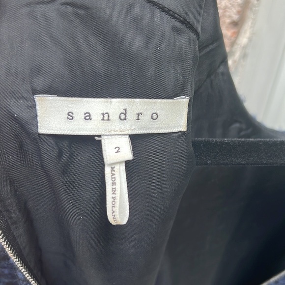 Sandro Navy Blue and Black Tweed and Wool Dress - Picture 9 of 13